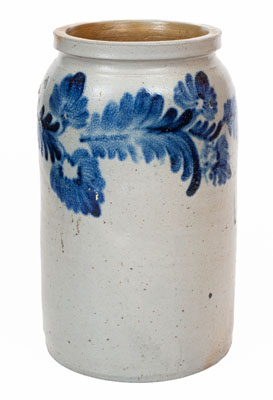 1 1/2 Gal. Baltimore Stoneware Jar w/ Floral Decoration, c1840