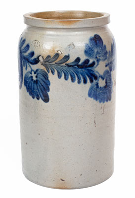 1 1/2 Gal. Baltimore Stoneware Jar w/ Floral Decoration, c1840