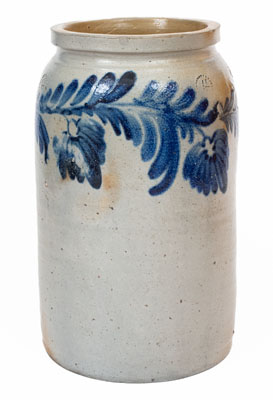 1 1/2 Gal. Baltimore Stoneware Jar w/ Floral Decoration, c1840