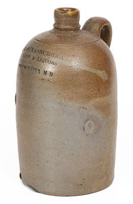 Unusual WESTMINSTER, MD Advertising Jug, Baltimore origin, c1880