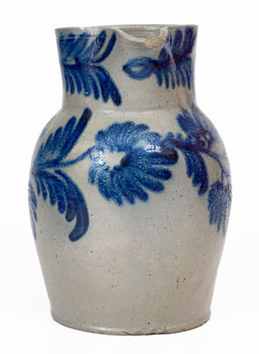 Fine Half-Gallon Baltimore Stoneware Pitcher w/ Elaborate Decoration, c1840