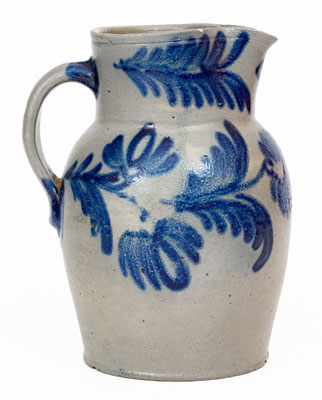 Fine Half-Gallon Baltimore Stoneware Pitcher w/ Elaborate Decoration, c1840