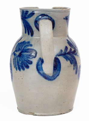 Fine Half-Gallon Baltimore Stoneware Pitcher w/ Elaborate Decoration, c1840