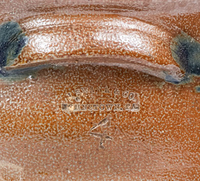 4 Gal. J. SWANK & CO. / JOHNSTOWN, PA Stoneware Jar w/ Floral Decoration