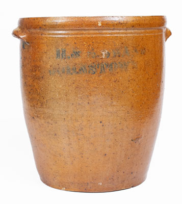 4 Gal. H. & S. SWANK / JOHNSTOWN Stoneware Jar w/ Floral Decoration