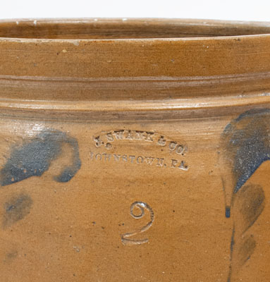 2 Gal. J. SWANK & CO. / JOHNSTOWN, PA Decorated Stoneware Jar