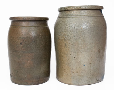 Lot of Two: E. J. MILLER, Alexandria, VA Stenciled Stoneware Advertising Jars