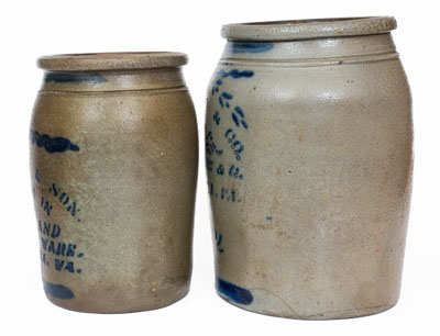 Lot of Two: E. J. MILLER, Alexandria, VA Stenciled Stoneware Advertising Jars