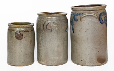 Lot of Three: S. Bell & Son, Strasburg, VA Stoneware Jars incl. Two Marked Examples