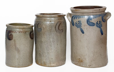 Lot of Three: S. Bell & Son, Strasburg, VA Stoneware Jars incl. Two Marked Examples