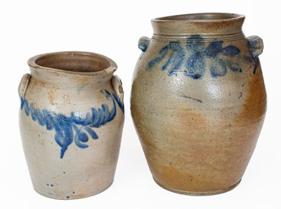 Lot of Two: Baltimore, MD Stoneware Jars w/ Floral Decoration, circa 1820