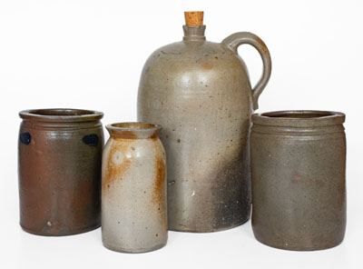 Lot of Four: Marked Stoneware Vessels, Mid-Atlantic origin