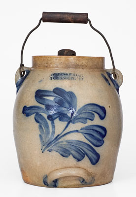 Fine COWDEN & WILCOX / HARRISBURG, PA Stoneware Batter Pail w/ Floral Decoration