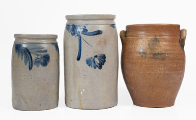 Lot of Three: American Stoneware Jars w/ Floral Decoration
