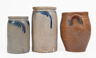 Lot of Three: American Stoneware Jars w/ Floral Decoration