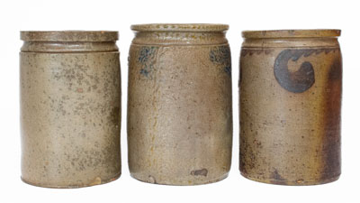 Lot of Three: STRASBURG, VA Stoneware Jars w/ Maker s Marks