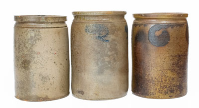 Lot of Three: STRASBURG, VA Stoneware Jars w/ Maker s Marks
