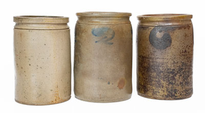 Lot of Three: STRASBURG, VA Stoneware Jars w/ Maker s Marks