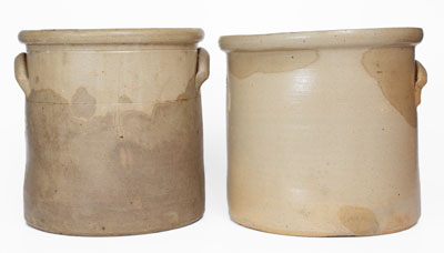 Lot of Two: 4 Gal. Stoneware Crocks w/ Bird Decoration, Northeastern U.S. origin