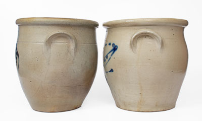 Lot of Two: 4 Gal. Stoneware Jars w/ Floral Decoration, Northeastern U.S. origin