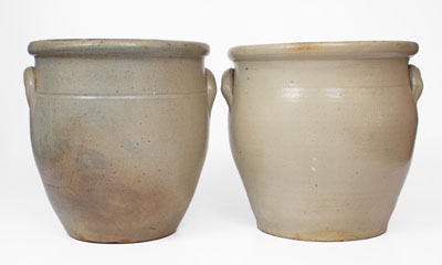 Lot of Two: 4 Gal. Stoneware Jars w/ Floral Decoration, Northeastern U.S. origin