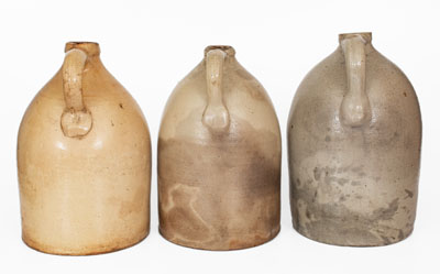 Lot of Three: New York State Stoneware Jugs w/ Floral Decoration