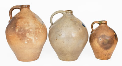 Lot of Three: Ovoid Northeastern U.S. Stoneware Jugs