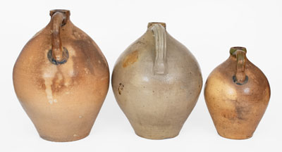 Lot of Three: Ovoid Northeastern U.S. Stoneware Jugs