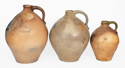 Lot of Three: Ovoid Northeastern U.S. Stoneware Jugs