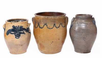 Lot of Three: Ovoid Stoneware Jars incl. D. GOODALE / HARTFORD Example