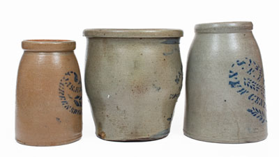 Lot of Three: Western Pennsylvania Stenciled Stoneware Jars