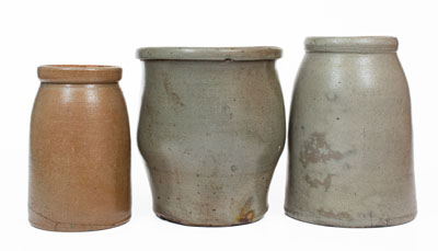 Lot of Three: Western Pennsylvania Stenciled Stoneware Jars