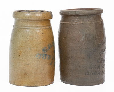 Lot of Two: Western PA Advertising Jars for CUMBERLAND, MD and ALEXANDRIA, VA