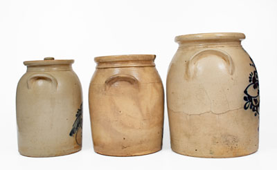 Lot of Three: Decorated Northeastern U.S. Stoneware Jars