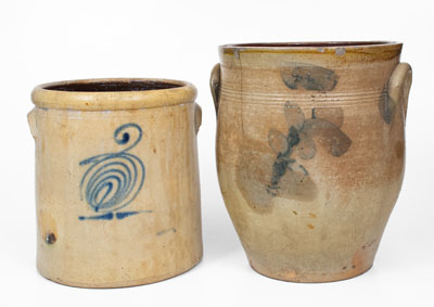 Lot of Five: Midwestern Stoneware Jars with Floral Decoration