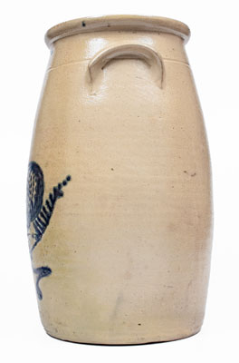 6 Gal. WHITES UTICA Stoneware Churn w/ Elaborate Slip-Trailed Bird Decoration