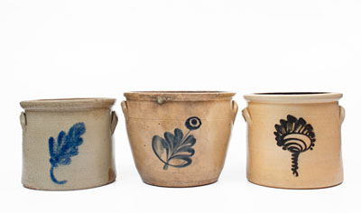 Lot of Three: Decorated Northeastern U.S. Stoneware