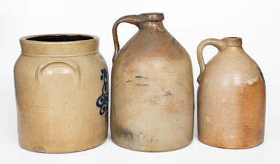 Lot of Three: Decorated New York State Stoneware w/ Maker s Marks