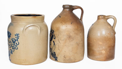 Lot of Three: Decorated New York State Stoneware w/ Maker s Marks