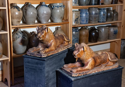 Monumental Pair of Sewer Tile Lion Statues, late 19th century, probably Ohio