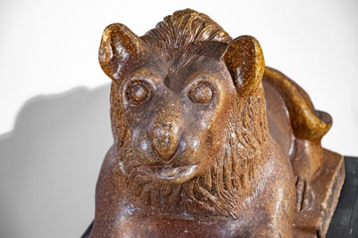 Monumental Pair of Sewer Tile Lion Statues, late 19th century, probably Ohio