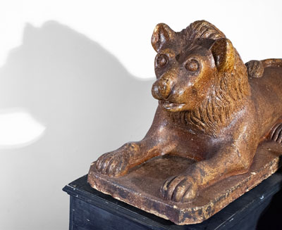 Monumental Pair of Sewer Tile Lion Statues, late 19th century, probably Ohio