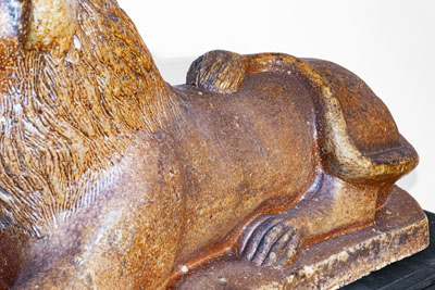 Monumental Pair of Sewer Tile Lion Statues, late 19th century, probably Ohio