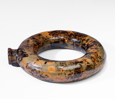 Manganese-Decorated New England Redware Ring Flask
