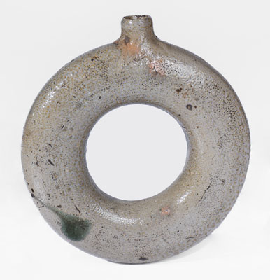 North Carolina Salt-Glazed Stoneware Ring Flask, fourth quarter 19th century