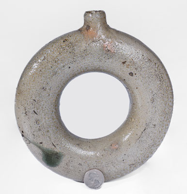 North Carolina Salt-Glazed Stoneware Ring Flask, fourth quarter 19th century