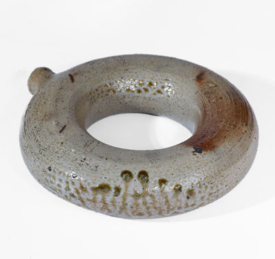 North Carolina Salt-Glazed Stoneware Ring Flask, fourth quarter 19th century