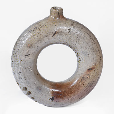 North Carolina Salt-Glazed Stoneware Ring Flask, fourth quarter 19th century