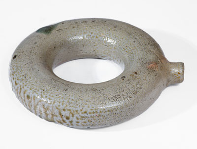 North Carolina Salt-Glazed Stoneware Ring Flask, fourth quarter 19th century