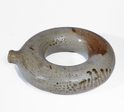 North Carolina Salt-Glazed Stoneware Ring Flask, fourth quarter 19th century